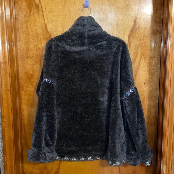 Sundance Mountain Loft Oversized Sherpa Fleece Pullover Cowl Neck Gray Size XS - Picture 12 of 12